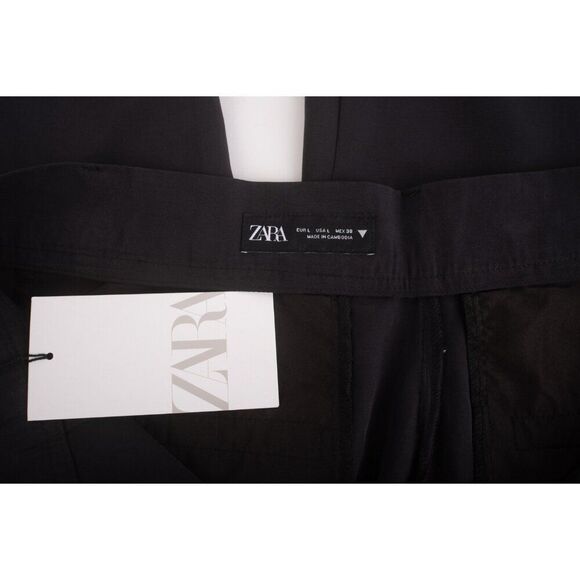 Zara Womans Pants trouser Size L Black Wide Leg High Waist 5427/420 NWT - Picture 7 of 7